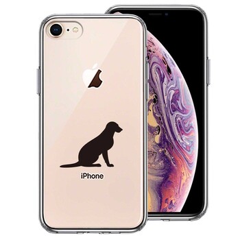 iPhone8 ケース クリア 犬 シルエット ラブラドールレトリバー2 スマホケース 側面ソフト 背面ハード ハイブリッド 送料無料-0