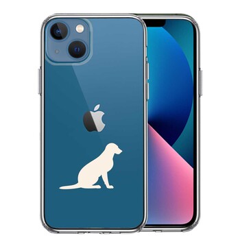 iPhone13 ケース クリア犬 シルエット ラブラドールレトリバー2 白 スマホケース 側面ソフト 背面ハード ハイブリッド 送料無料-0