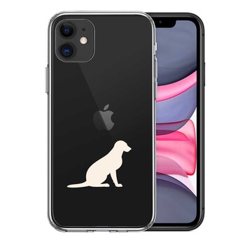 iPhone11 ケース クリア 犬 シルエット ラブラドールレトリバー2 白 スマホケース 側面ソフト 背面ハード ハイブリッド 送料無料-0