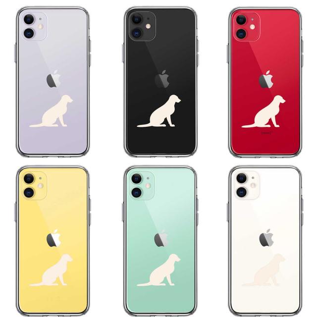 iPhone11 ケース クリア 犬 シルエット ラブラドールレトリバー2 白 スマホケース 側面ソフト 背面ハード ハイブリッド 送料無料-1
