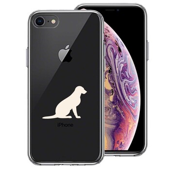iPhone8 ケース クリア 犬 シルエット ラブラドールレトリバー2 白 スマホケース 側面ソフト 背面ハード ハイブリッド 送料無料-0