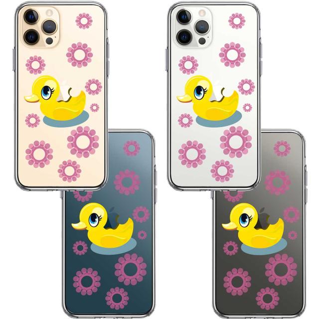 iPhone12Pro ケース クリア アヒルちゃん あひる ピンク スマホケース 側面ソフト 背面ハード ハイブリッド 送料無料-1