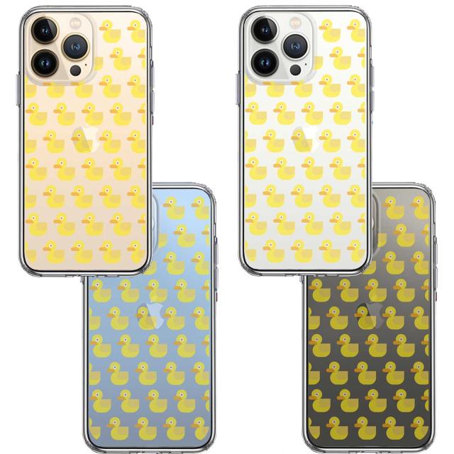 iPhone13Pro ケース クリアアヒルちゃん あひる だらけ スマホケース 側面ソフト 背面ハード ハイブリッド 送料無料-1