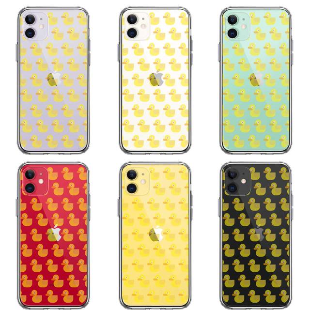 iPhone11 ケース クリア アヒルちゃん あひる だらけ スマホケース 側面ソフト 背面ハード ハイブリッド 送料無料-1