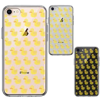 iPhone8 ケース クリア アヒルちゃん あひる だらけ スマホケース 側面ソフト 背面ハード ハイブリッド 送料無料-1