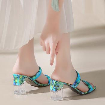 サンダル クリアヒールサンダル ダブルベルト 花柄 送料無料 即日発送-9