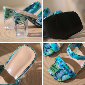 サンダル クリアヒールサンダル ダブルベルト 花柄 送料無料 即日発送-2