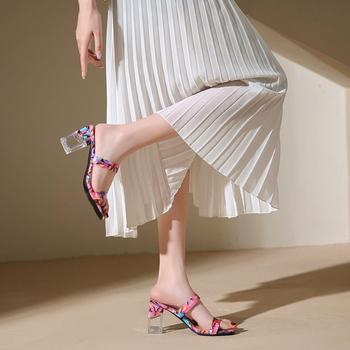 サンダル クリアヒールサンダル ダブルベルト 花柄 送料無料 即日発送-6