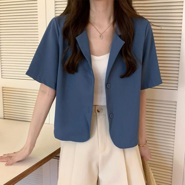 ベーシッククロップド丈半袖ジャケット 送料無料 即日発送-3