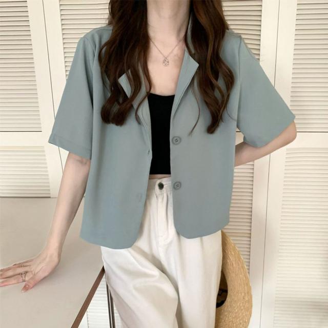 ベーシッククロップド丈半袖ジャケット 送料無料 即日発送-6