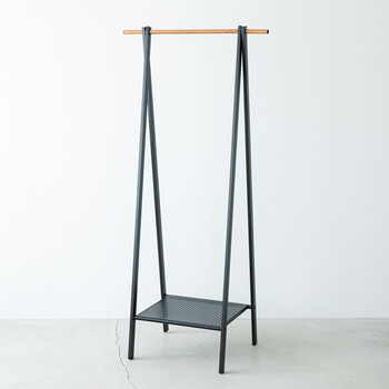 棚付木目柄ハンガーラック コートハンガー スリム 折りたたみ モダン 収納 洋服掛け おしゃれ 送料無料-1