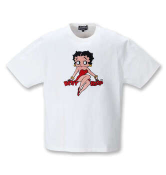 大きいサイズ BETTY BOOP サガラ刺繍半袖Tシャツ 3L 4L 5L 6L 8L ラッピング可 送料無料 即日発送-0