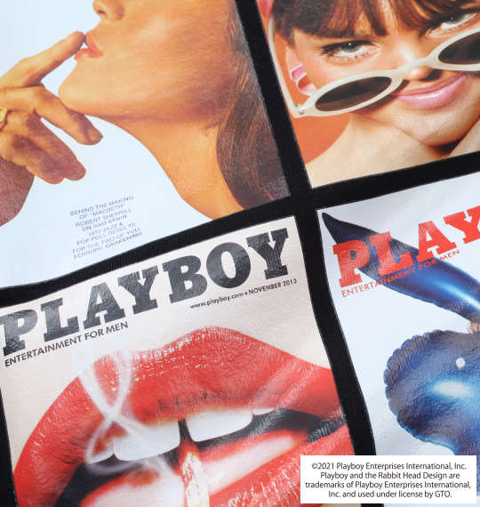 大きいサイズ PLAYBOY カラー転写シートプリント半袖Tシャツ 3L 4L 5L 6L 8L ラッピング可 送料無料 即日発送-4