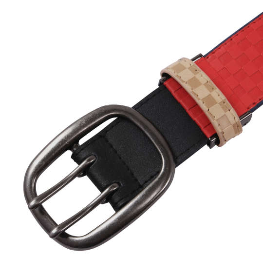 大きいサイズ OUTDOOR PRODUCTS ブロックチェックストレッチベルト 3L 4L　レッド ラッピング可 送料無料 即日発送-1