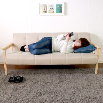 ソファー 3人掛けソファー カウチ 肘付き 天然木脚 幅約170cm ベージュ デイズ 送料無料-1