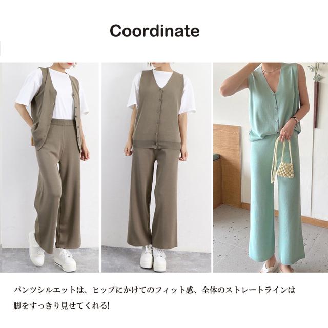 サマーニットセットアップ 冷感タッチ薄手 送料無料 即日発送-9