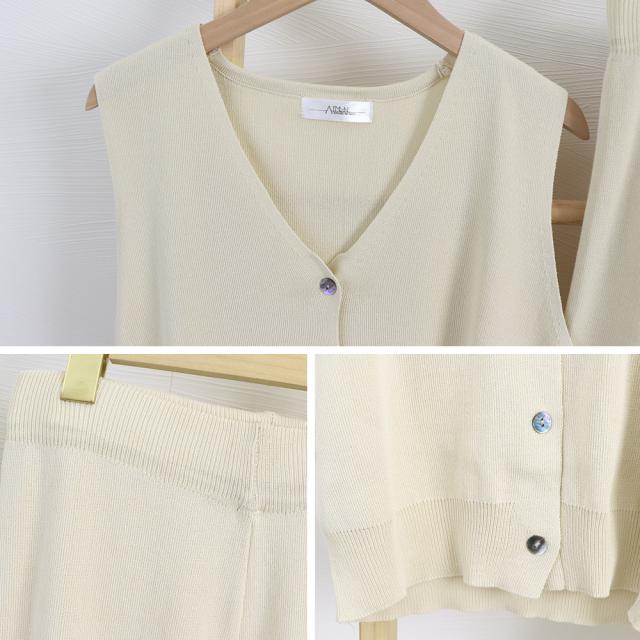 サマーニットセットアップ 冷感タッチ薄手 送料無料 即日発送-3