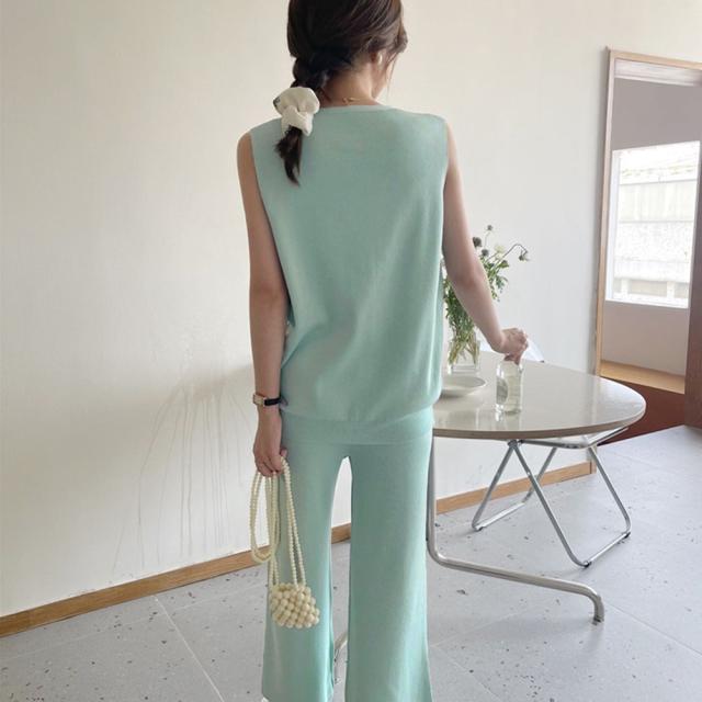 サマーニットセットアップ 冷感タッチ薄手 送料無料 即日発送-8