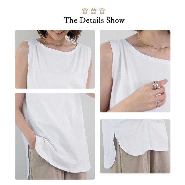 ロングタンクトップ サイドスリット 無地 送料無料 即日発送-9