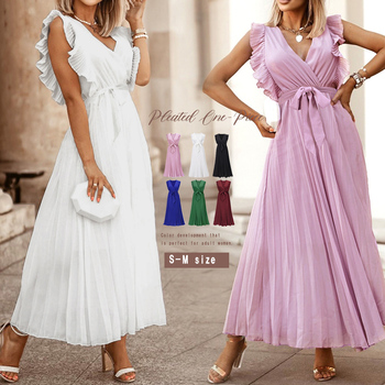 ワンピース プリーツワンピース レディース夏 送料無料 即日発送-0