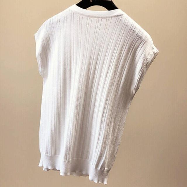 サマーニット フレンチ袖 レディース無地 送料無料 即日発送-3