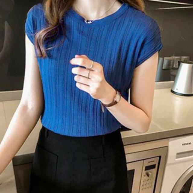 サマーニット フレンチ袖 レディース無地 送料無料 即日発送-7