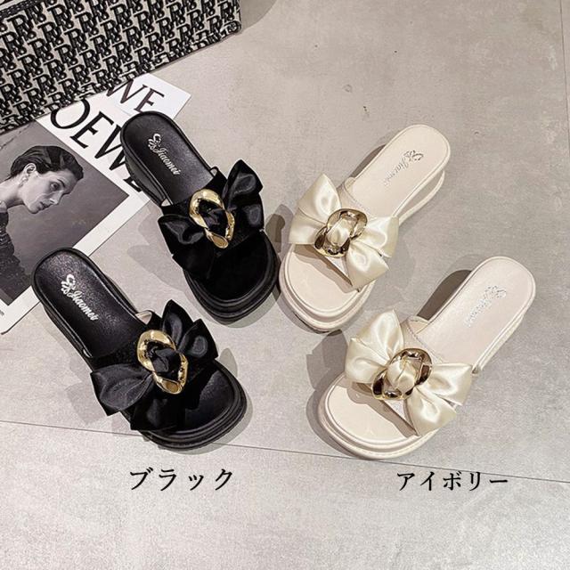 サンダル 厚底サンダル 蝶結び レディース 夏靴 送料無料 即日発送-1