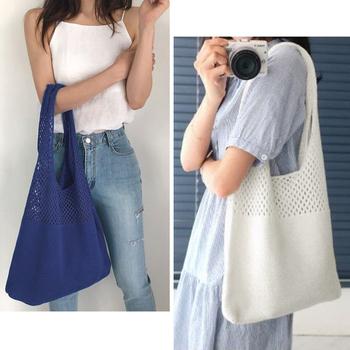 トートバッグ ニット編み バッグ鞄かばん 送料無料 即日発送-3