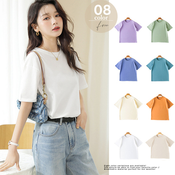Tシャツ 半袖 無地Tシャツ カットソー 送料無料 即日発送-0