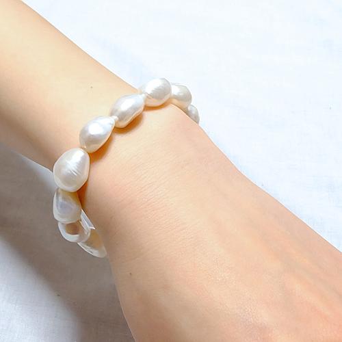 バロック湖水パールブレス 真珠認定書付き 送料無料-1