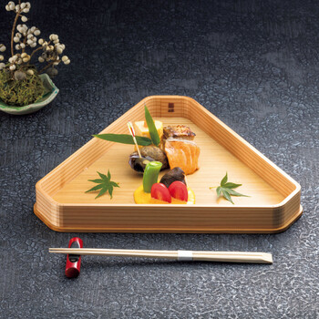 木曽杉 三角 みかど 皿 六寸 EXポリマー塗装 送料無料-1