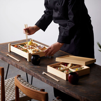 白木隅足十二仕切盛込 送料無料-5