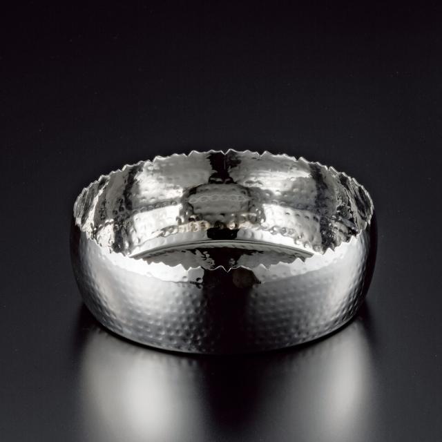 和食器 ステンレス槌目 浅型盛鉢 中 送料無料-1