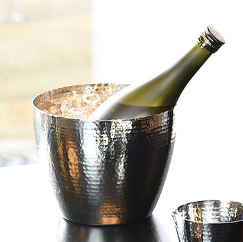 ステンレス槌目 ボトルクーラー キッチン インテリア 店舗備品 イベントグッズ 酒器 送料無料-1