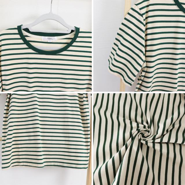 カラーボーダー Tシャツ レディース半袖 送料無料 即日発送-3