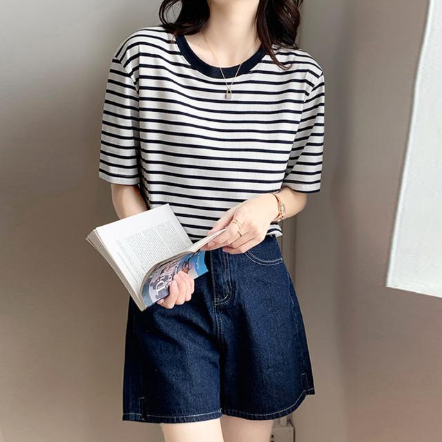 カラーボーダー Tシャツ レディース半袖 送料無料 即日発送-5