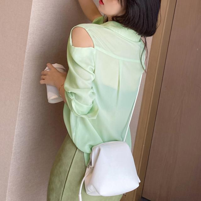 シアー シャツブラウス レディース 長袖 送料無料 即日発送-9