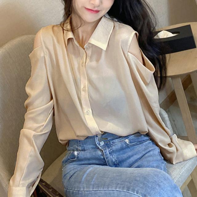 シアー シャツブラウス レディース 長袖 送料無料 即日発送-5