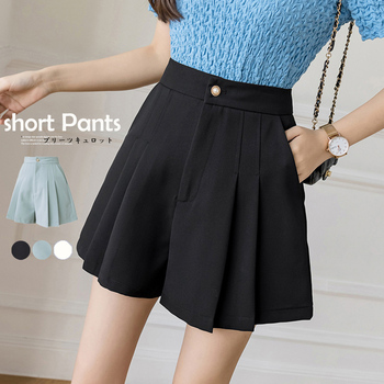 プリーツキュロットパンツレディース 送料無料 即日発送-0