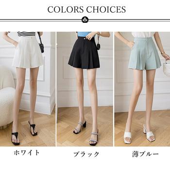 プリーツキュロットパンツレディース 送料無料 即日発送-1