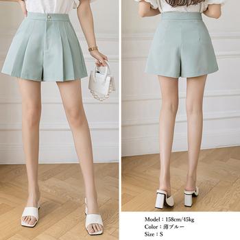 プリーツキュロットパンツレディース 送料無料 即日発送-8