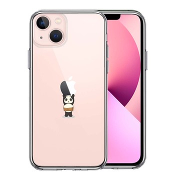 iPhone13mini ケース クリアパンダ アップル 重量挙げ 腹巻 スマホケース 側面ソフト 背面ハード ハイブリッド 送料無料-0