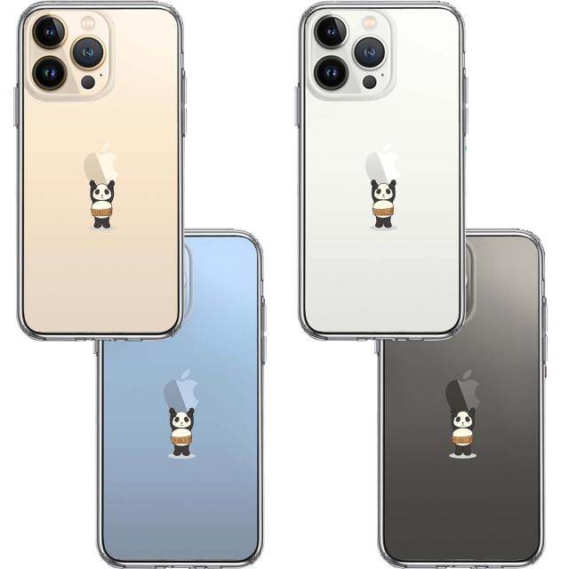 iPhone13Pro ケース クリアパンダ アップル 重量挙げ 腹巻 スマホケース 側面ソフト 背面ハード ハイブリッド 送料無料-1