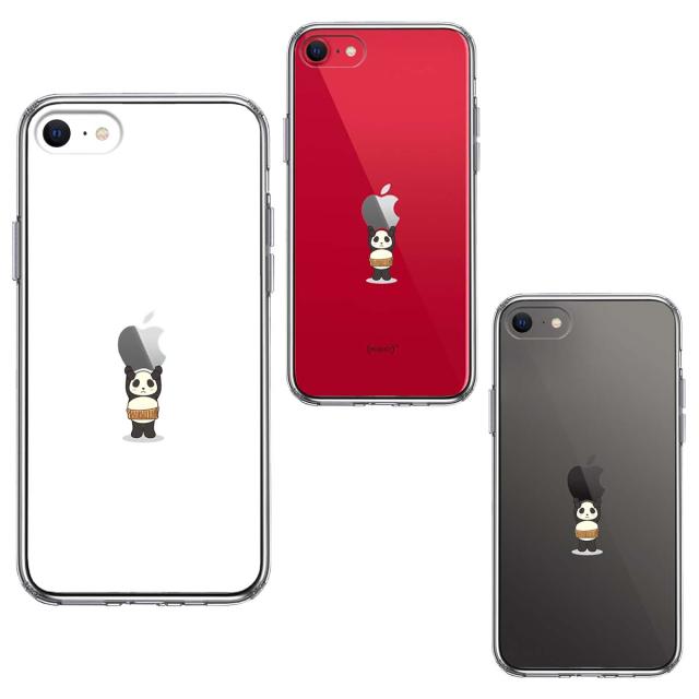 iPhoneSE ケース 第3世代 第2世代 クリア パンダ アップル 重量挙げ 腹巻 スマホケース 側面ソフト 背面ハード ハイブリッド 送料無料-1