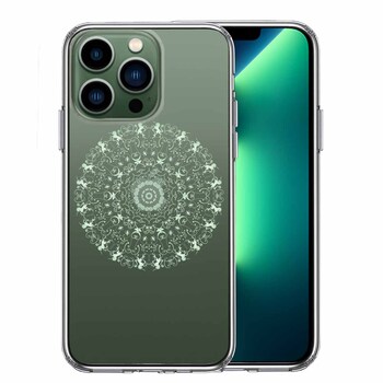 iPhone13Pro ケース クリア曼荼羅 模様 スマホケース 側面ソフト 背面ハード ハイブリッド 送料無料-0