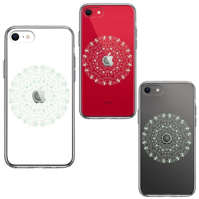 iPhoneSE ケース 第3世代 第2世代 クリア 曼荼羅 模様 スマホケース 側面ソフト 背面ハード ハイブリッド 送料無料-1