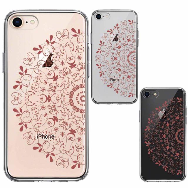 iPhone8 ケース クリア 曼荼羅 模様 2 スマホケース 側面ソフト 背面ハード ハイブリッド 送料無料-1