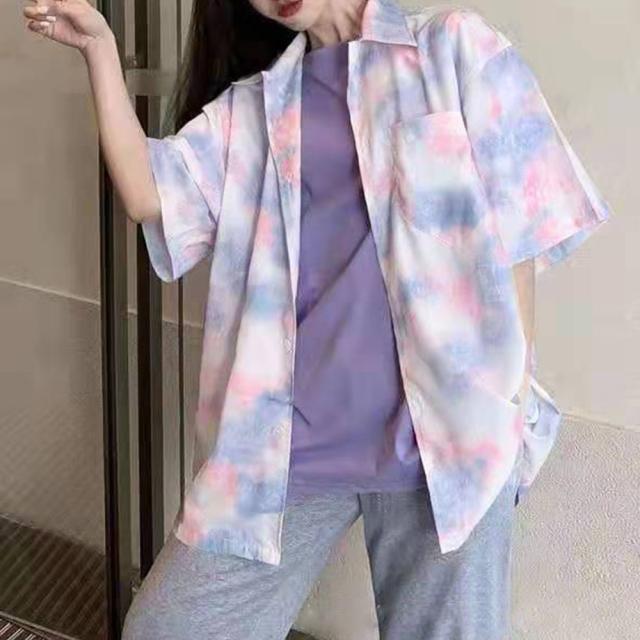 タイダイ染め シャツ レディース 薄手 送料無料 即日発送-8