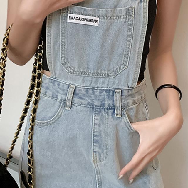 デニムサロペットスカート サイドスリット 送料無料 即日発送-6