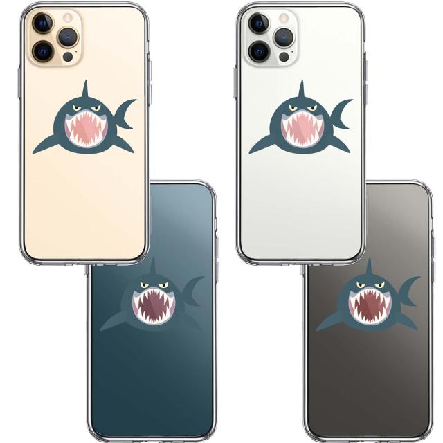 iPhone12Pro ケース クリア サメ リンゴ飲み込む スマホケース 側面ソフト 背面ハード ハイブリッド 送料無料-1
